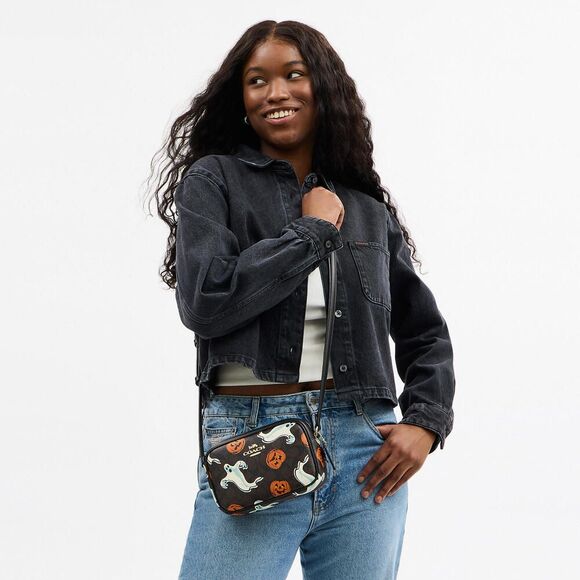 Authentic Coach Mini Jamie Camera Bag In Signature Canvas With Halloween Print - Picture 11 of 12